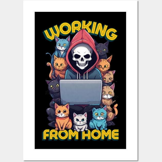 Death's Purrfect Work-Life Balance Wall Art by LopGraphiX